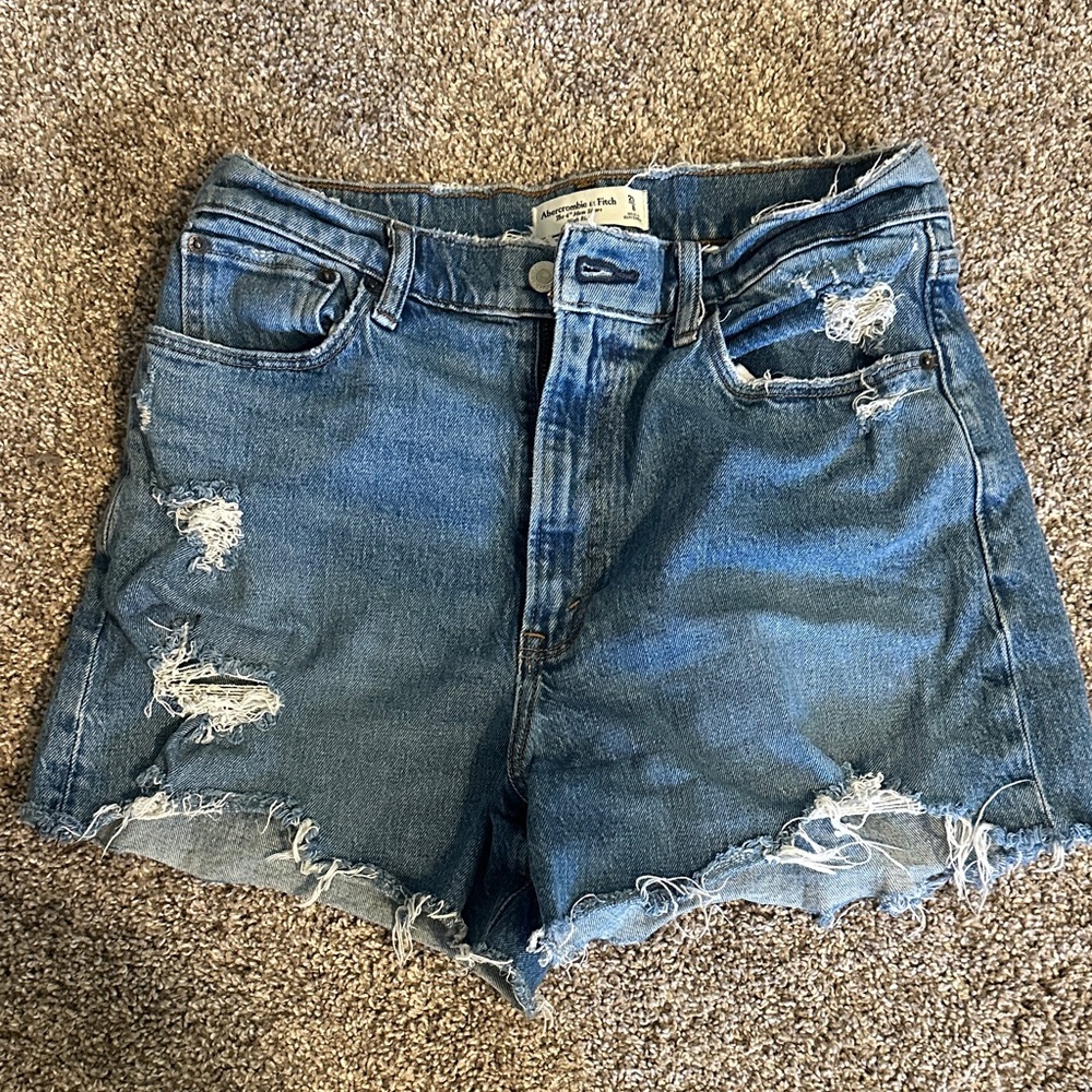 Abercrombie & Fitch Ripped Blue Jean Shorts